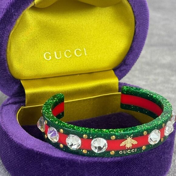 Gucci Sherry Line Sparkle Bee Cuff Bracelet - Picture 1 of 11